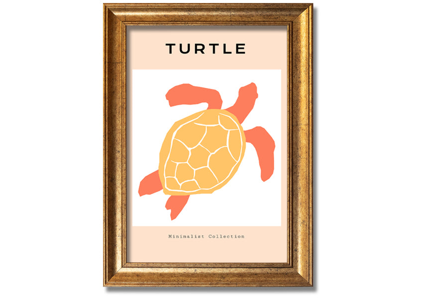 A beautifully framed print of a Reef Turtle swimming in vibrant ocean waters, showcasing intricate details and colors.