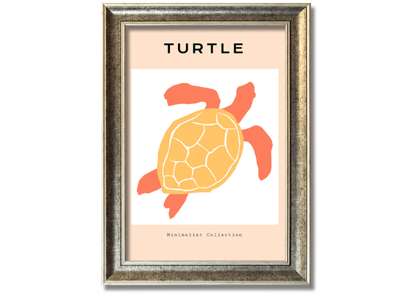 A beautifully framed print of a Reef Turtle swimming in vibrant ocean waters, showcasing intricate details and colors.