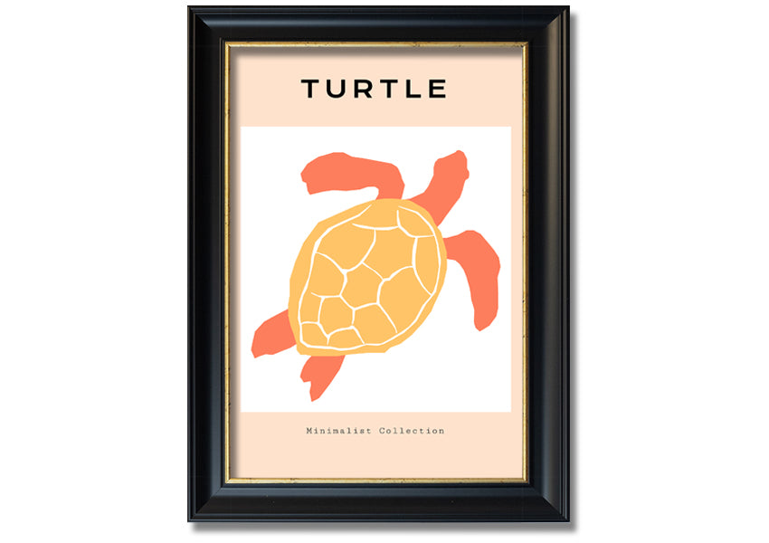 A beautifully framed print of a Reef Turtle swimming in vibrant ocean waters, showcasing intricate details and colors.