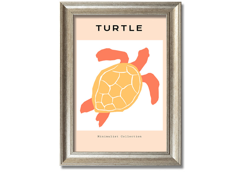 A beautifully framed print of a Reef Turtle swimming in vibrant ocean waters, showcasing intricate details and colors.