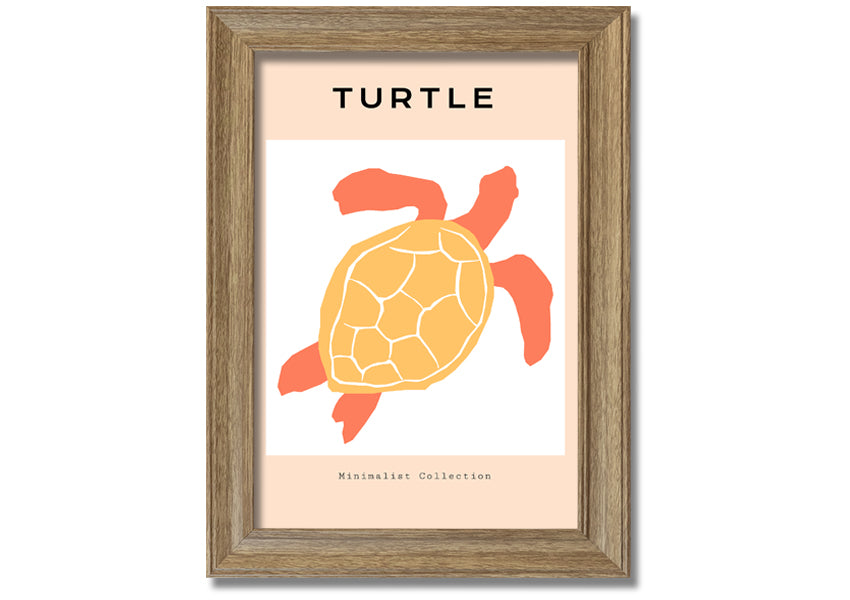 A beautifully framed print of a Reef Turtle swimming in vibrant ocean waters, showcasing intricate details and colors.