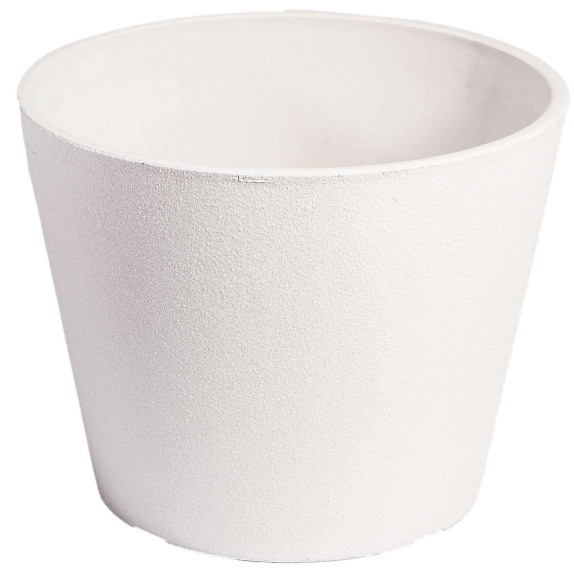 Rendered White Planter Pot 25cm with textured surface, made from recycled materials, suitable for indoor and outdoor use.