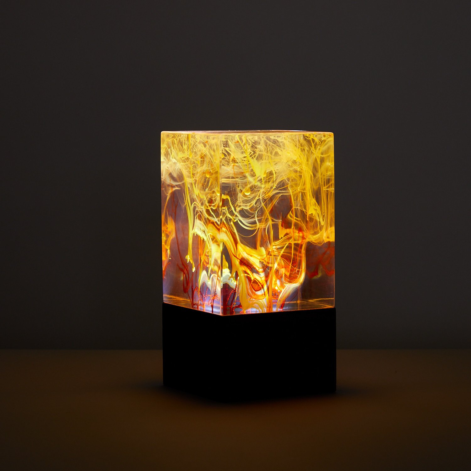 Aurora resin table decor featuring a unique handcrafted design with warm white LED light, perfect for home decoration.