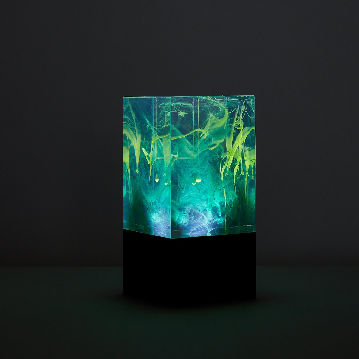 Aurora resin table decor featuring a unique handcrafted design with warm white LED light, perfect for home decoration.