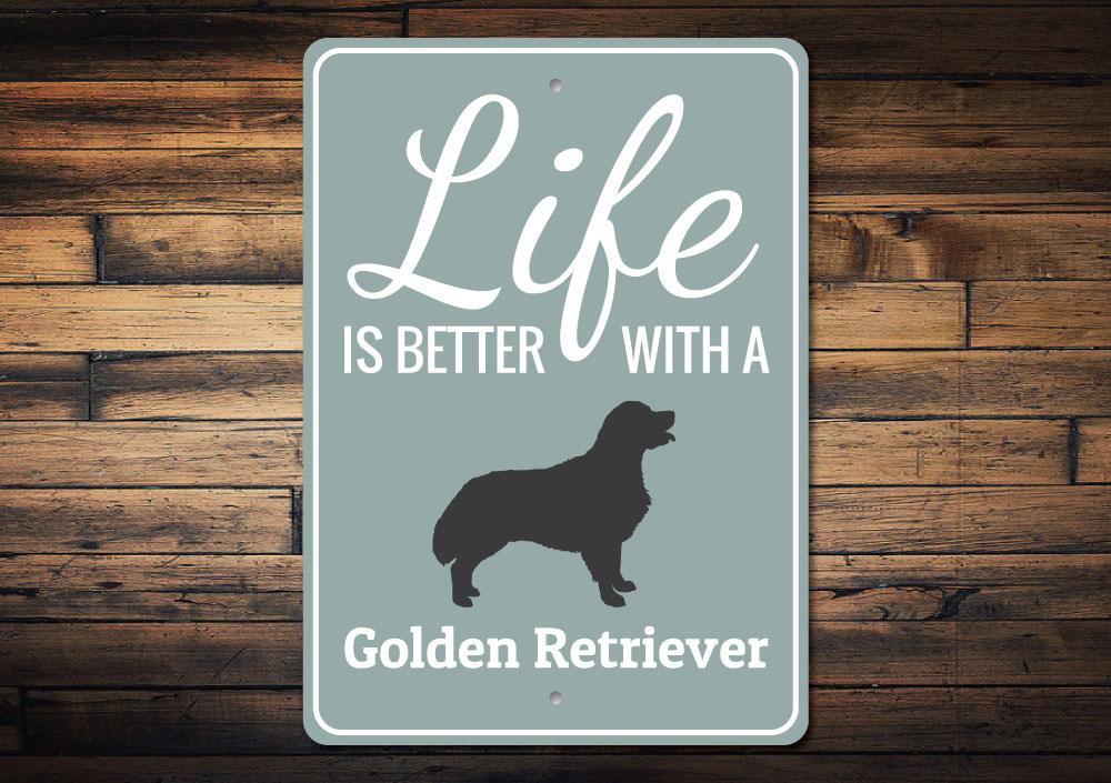 Customizable Retriever Sign made from high-quality aluminum, featuring pre-drilled holes for easy mounting.