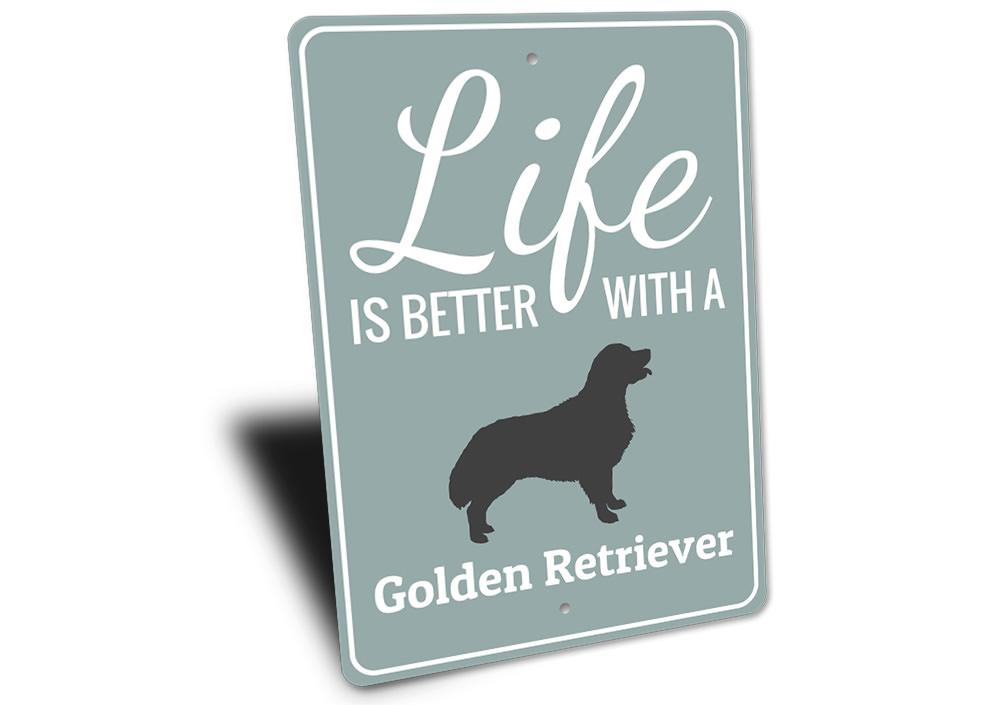 Customizable Retriever Sign made from high-quality aluminum, featuring pre-drilled holes for easy mounting.