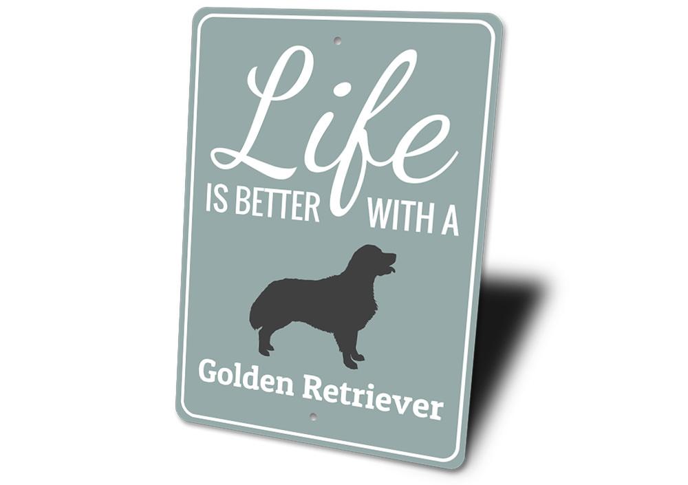 Customizable Retriever Sign made from high-quality aluminum, featuring pre-drilled holes for easy mounting.