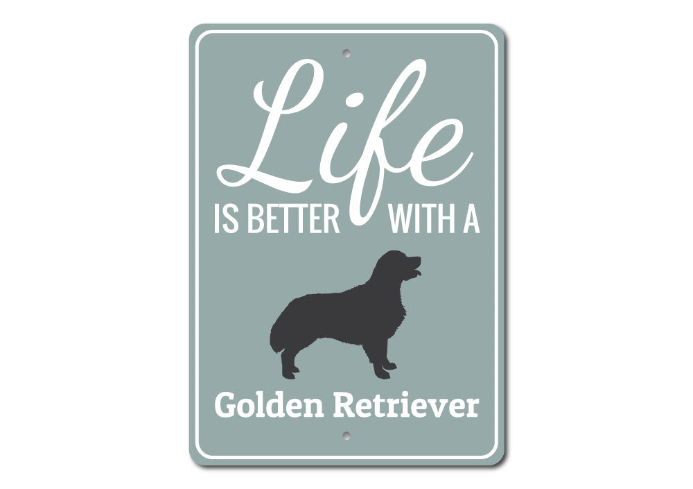 Customizable Retriever Sign made from high-quality aluminum, featuring pre-drilled holes for easy mounting.