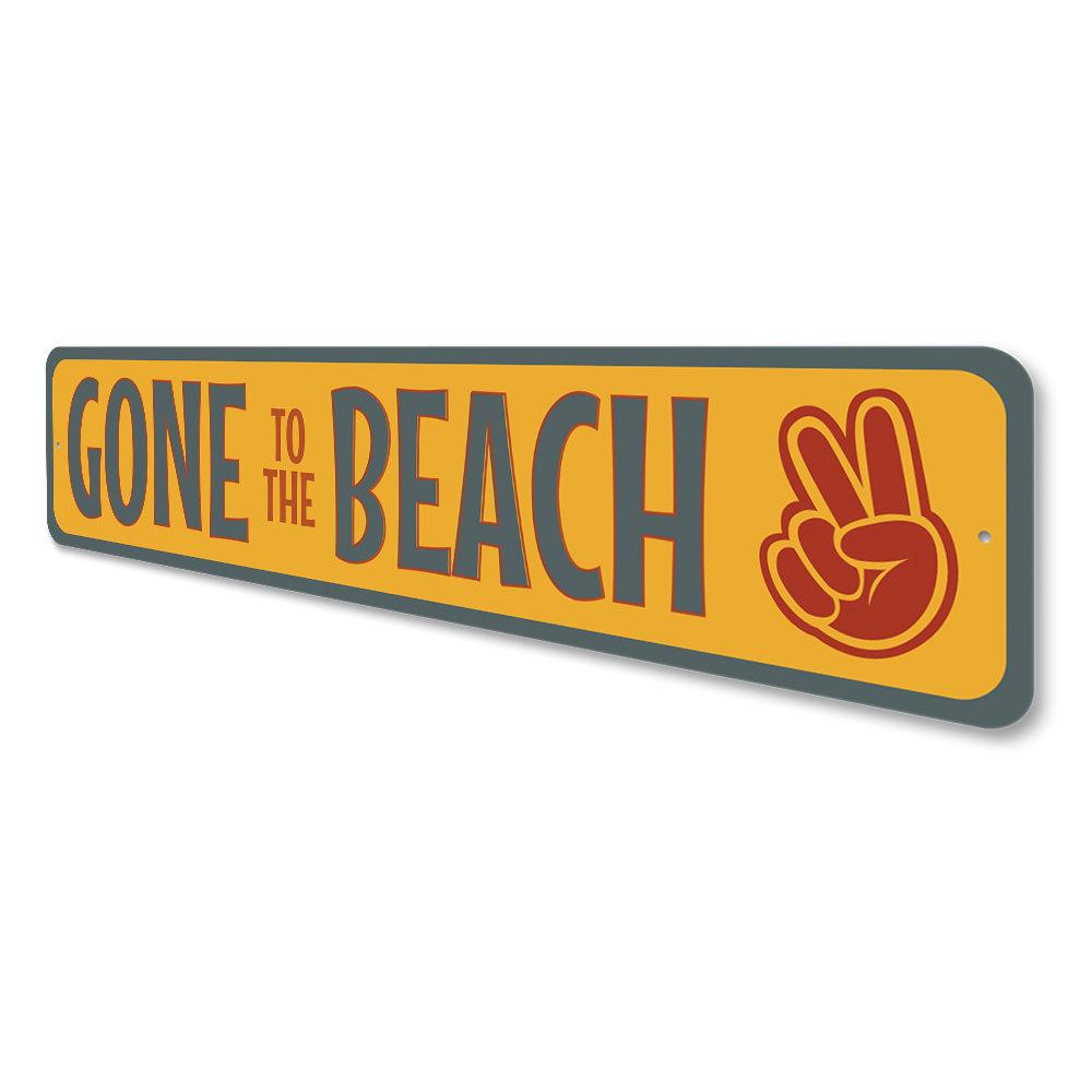 A vibrant Retro Beach Sign made of quality aluminum, featuring a nostalgic beach design perfect for home decor.