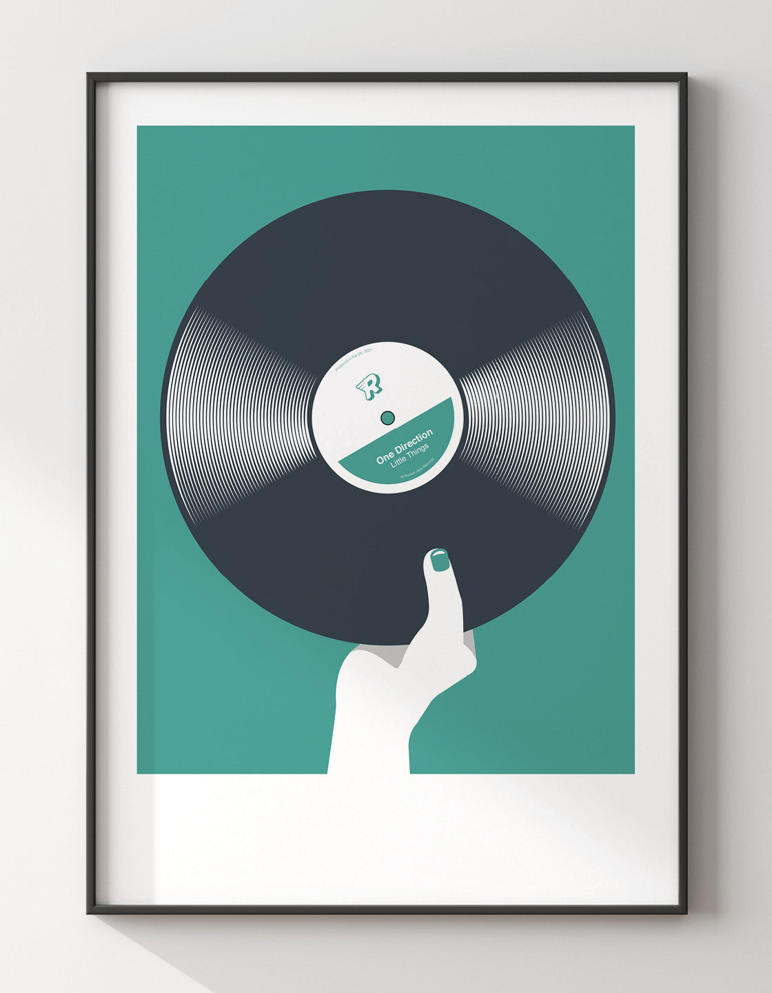 A stylish Retro black vinyl record poster featuring customizable text for artist and album names, perfect for music lovers.