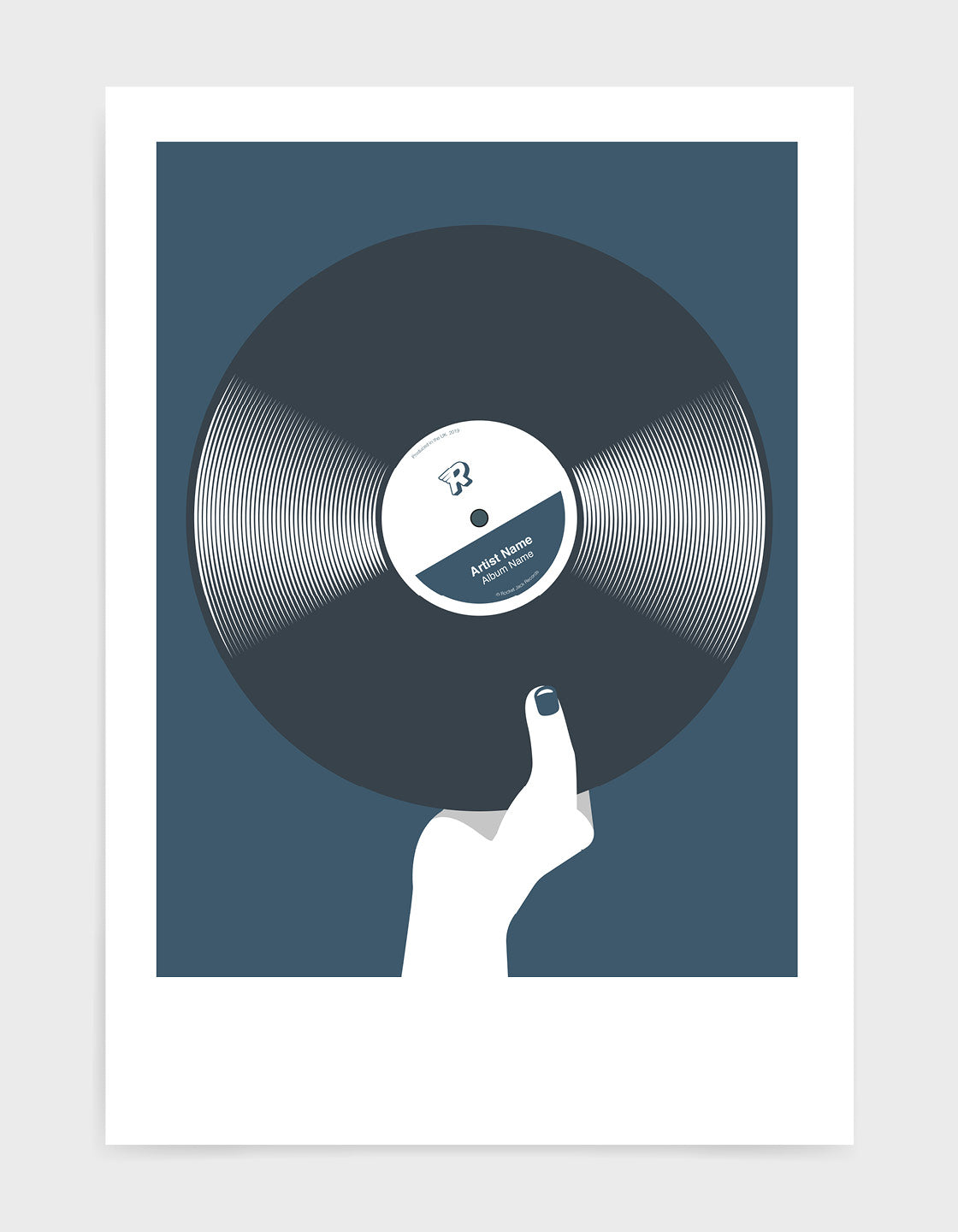 A stylish Retro black vinyl record poster featuring customizable text for artist and album names, perfect for music lovers.