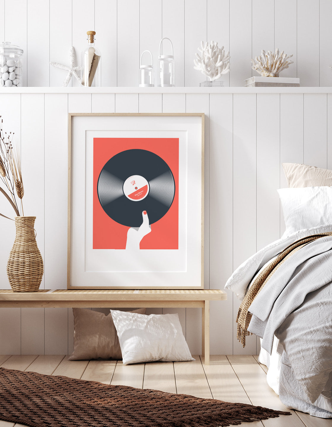 A stylish Retro black vinyl record poster featuring customizable text for artist and album names, perfect for music lovers.