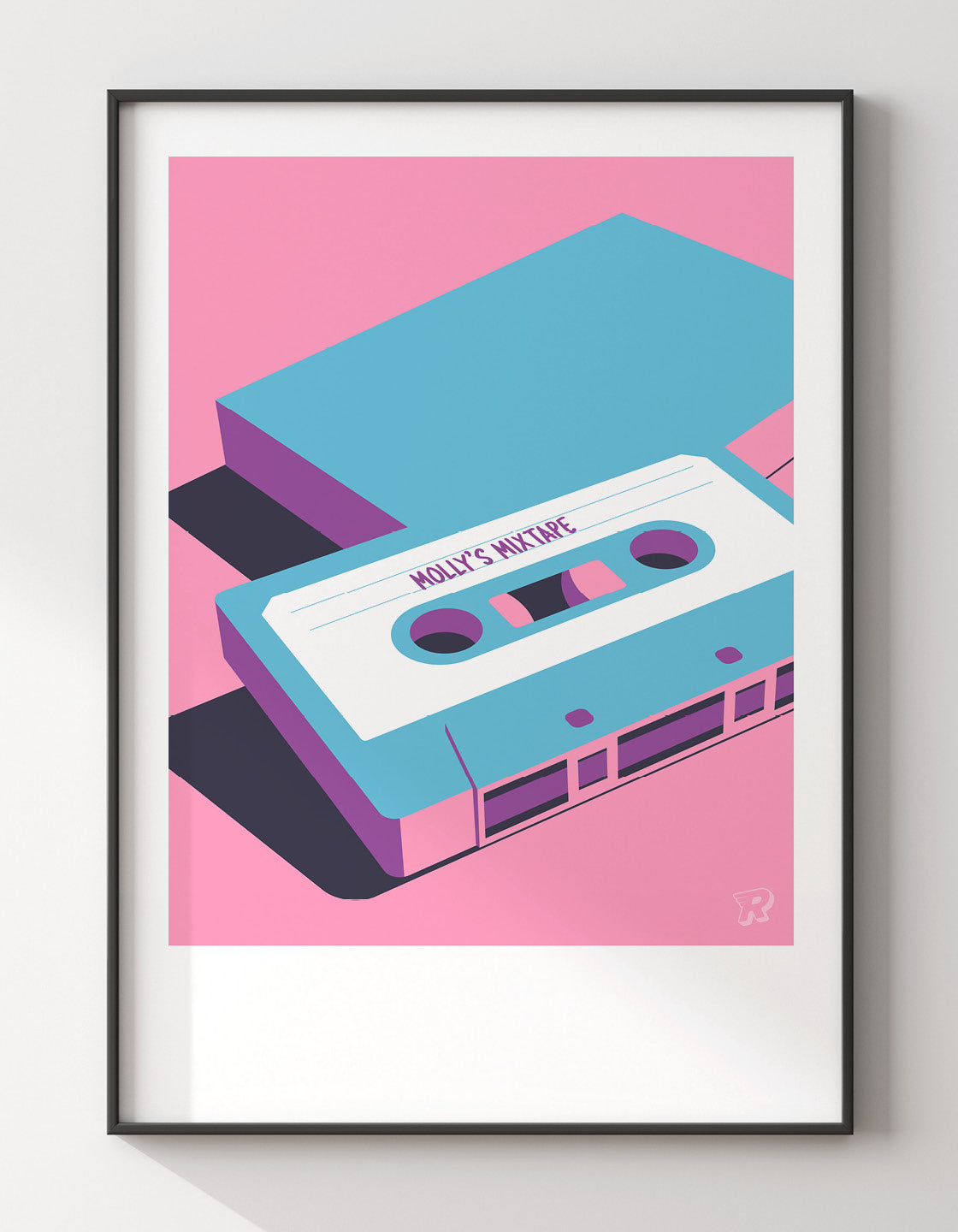 A colorful retro mixtape with a customizable label, perfect for music lovers.