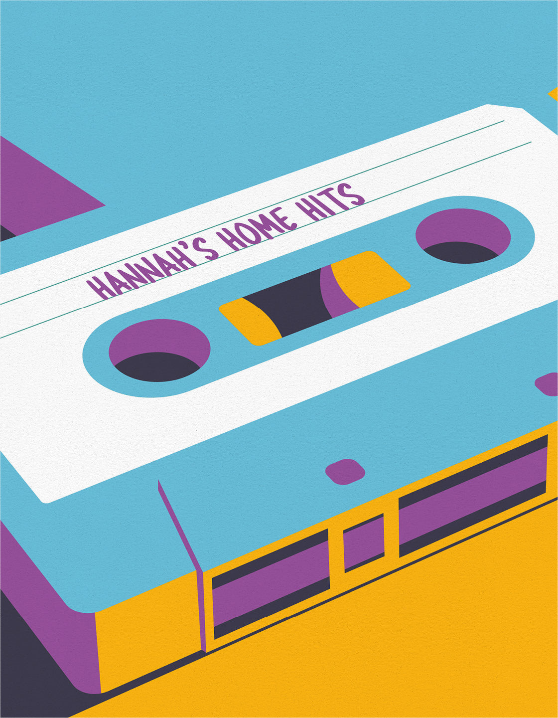 A colorful retro mixtape with a customizable label, perfect for music lovers.