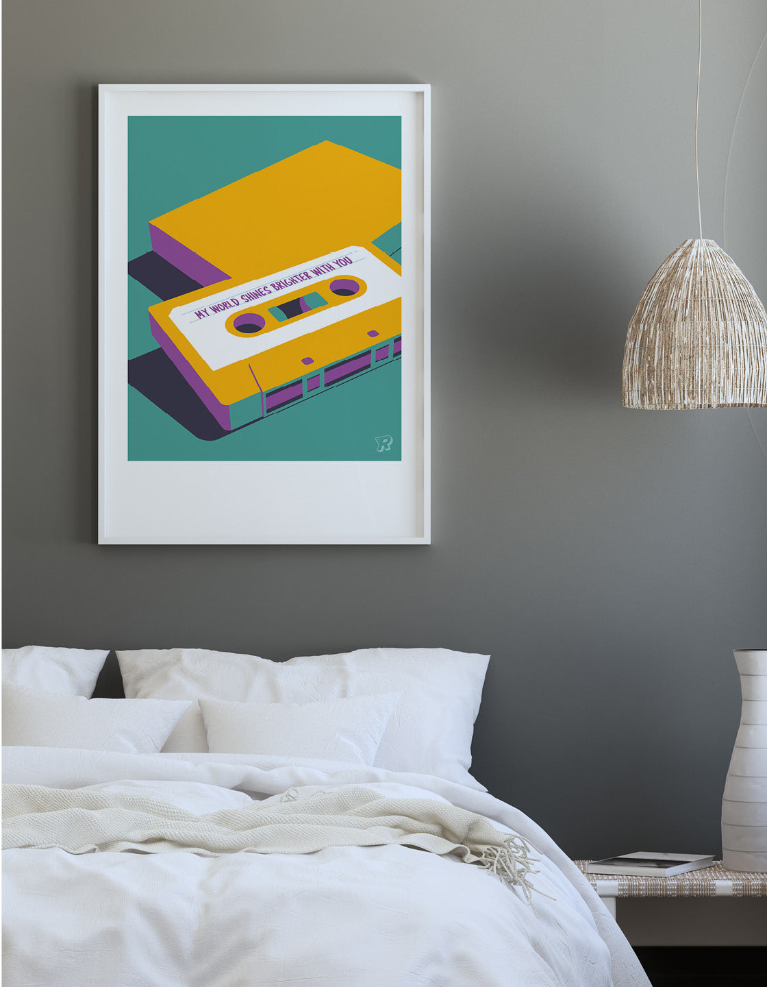 A colorful retro mixtape with a customizable label, perfect for music lovers.