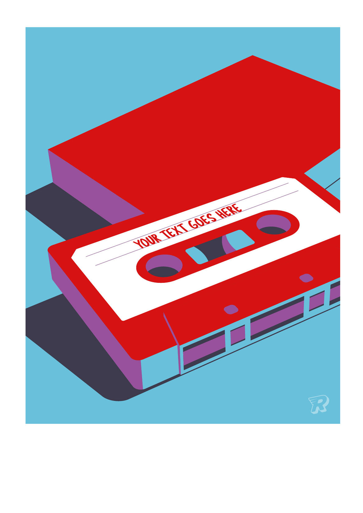 A colorful retro mixtape with a customizable label, perfect for music lovers.