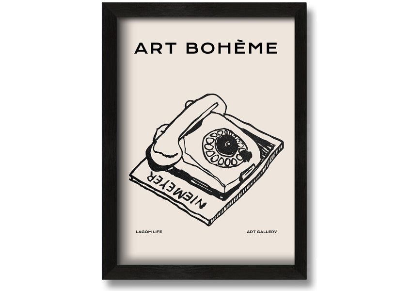 A beautifully framed Retro Phone print showcasing vintage design, available in various frame colors.