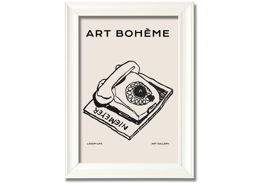 A beautifully framed Retro Phone print showcasing vintage design, available in various frame colors.