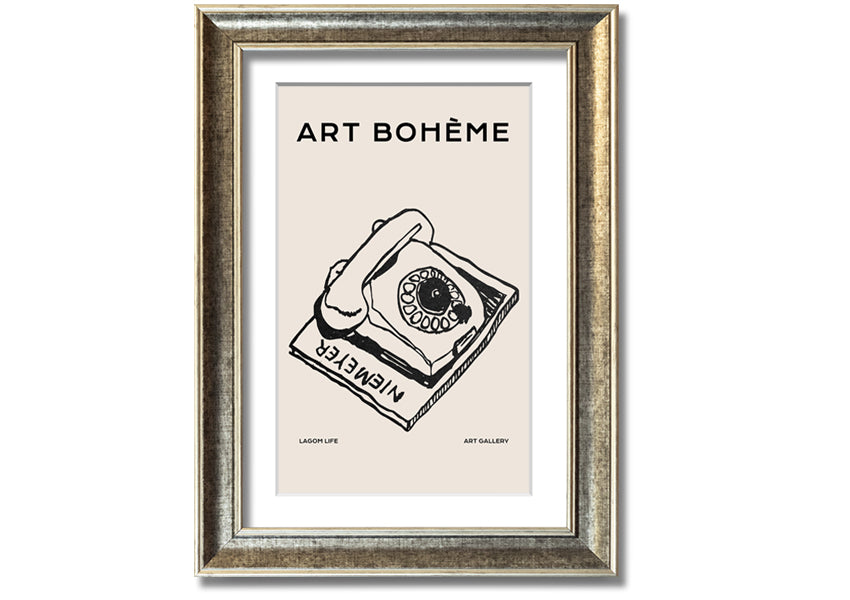 A beautifully framed Retro Phone print showcasing vintage design, available in various frame colors.