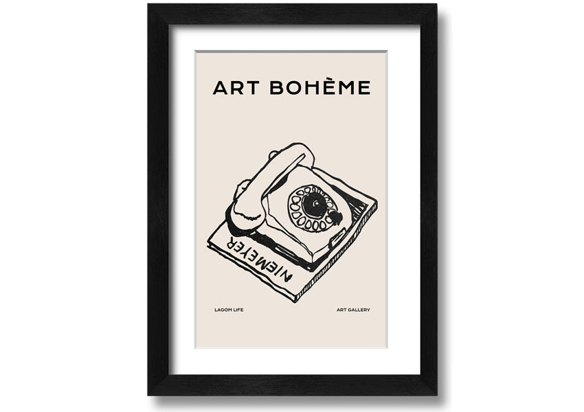 A beautifully framed Retro Phone print showcasing vintage design, available in various frame colors.