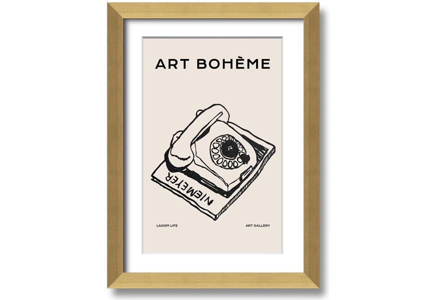 A beautifully framed Retro Phone print showcasing vintage design, available in various frame colors.