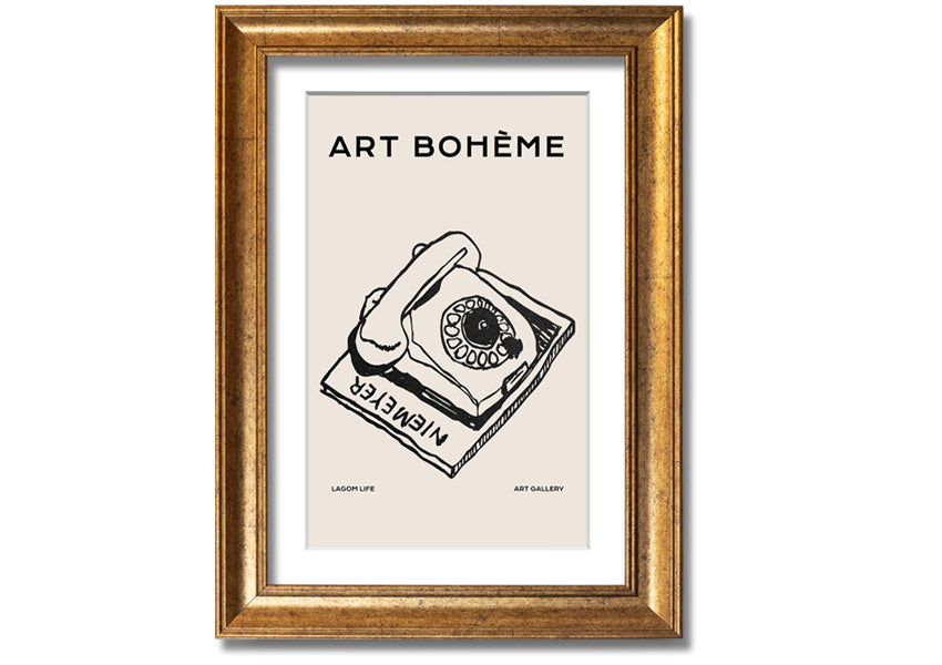 A beautifully framed Retro Phone print showcasing vintage design, available in various frame colors.