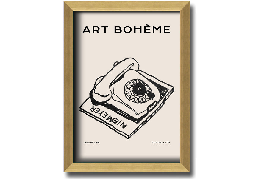 A beautifully framed Retro Phone print showcasing vintage design, available in various frame colors.