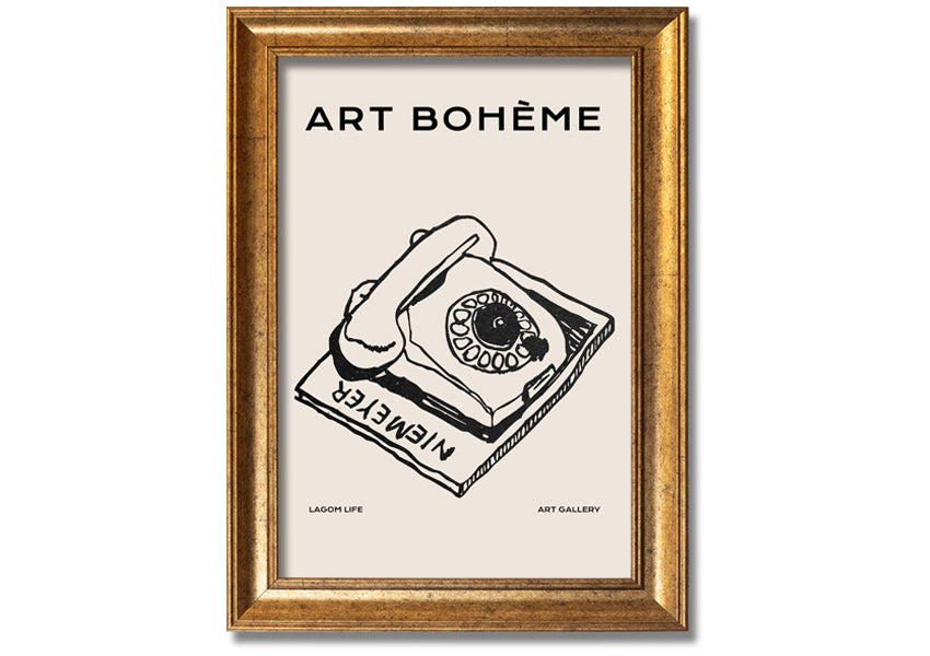 A beautifully framed Retro Phone print showcasing vintage design, available in various frame colors.