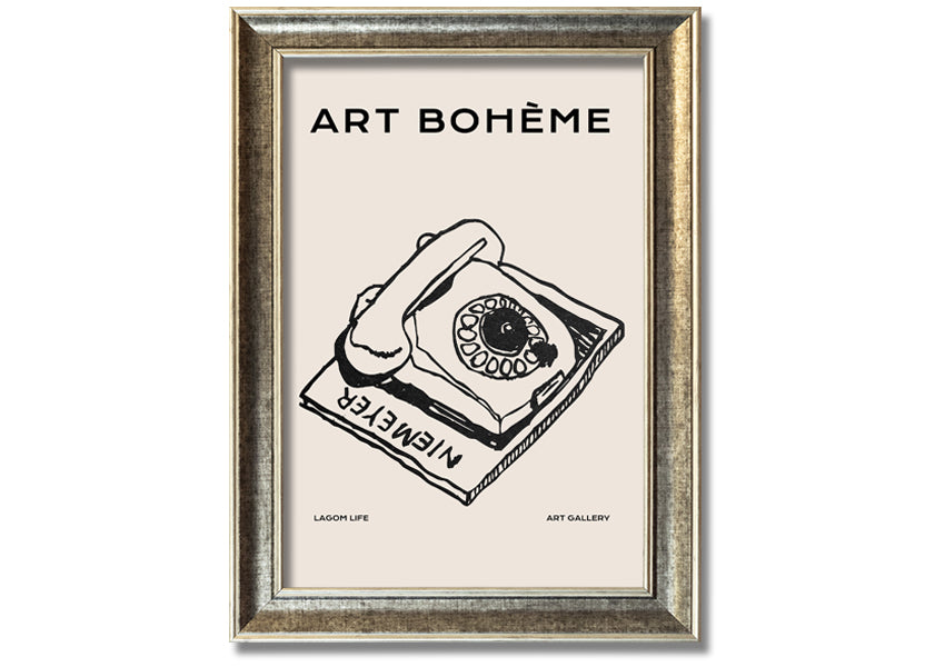 A beautifully framed Retro Phone print showcasing vintage design, available in various frame colors.