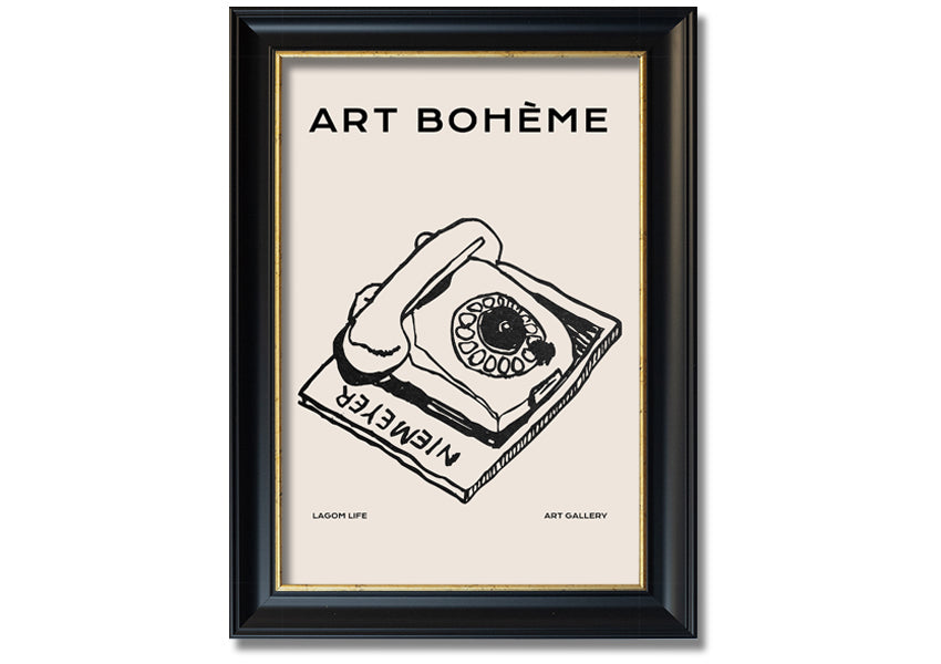 A beautifully framed Retro Phone print showcasing vintage design, available in various frame colors.