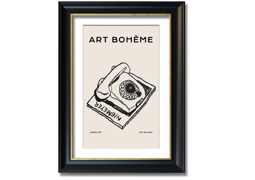 A beautifully framed Retro Phone print showcasing vintage design, available in various frame colors.