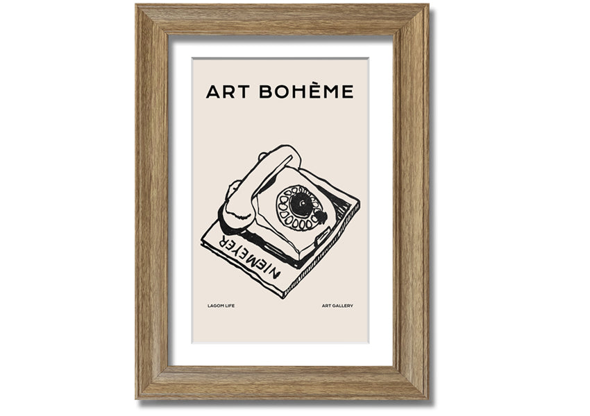 A beautifully framed Retro Phone print showcasing vintage design, available in various frame colors.