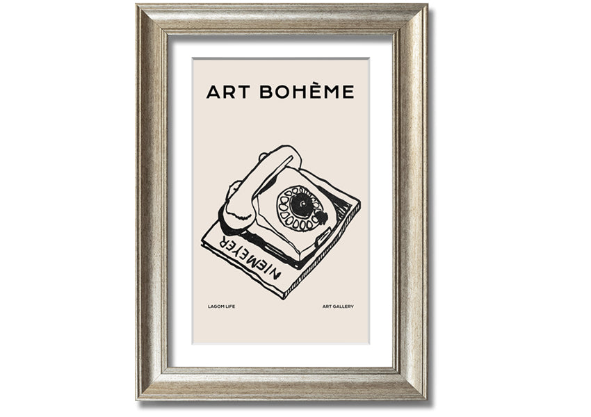 A beautifully framed Retro Phone print showcasing vintage design, available in various frame colors.