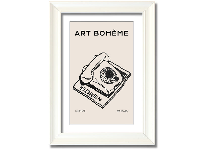 A beautifully framed Retro Phone print showcasing vintage design, available in various frame colors.