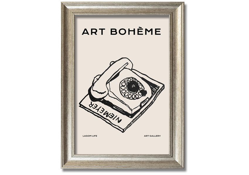 A beautifully framed Retro Phone print showcasing vintage design, available in various frame colors.