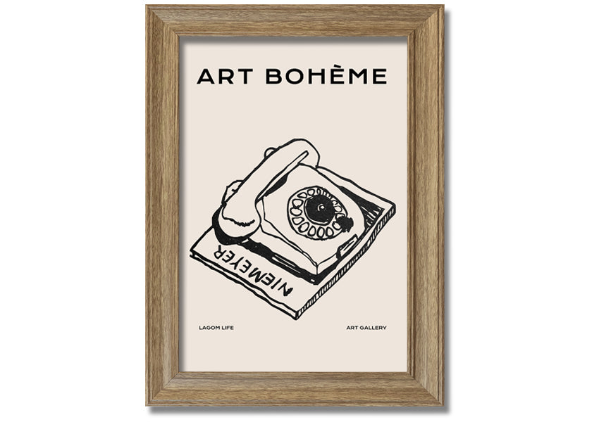 A beautifully framed Retro Phone print showcasing vintage design, available in various frame colors.