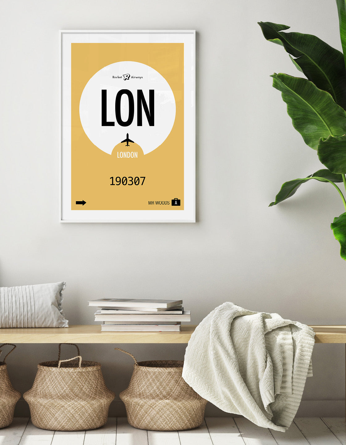 Personalized retro travel art print featuring customizable destination, name, and date in vintage style.