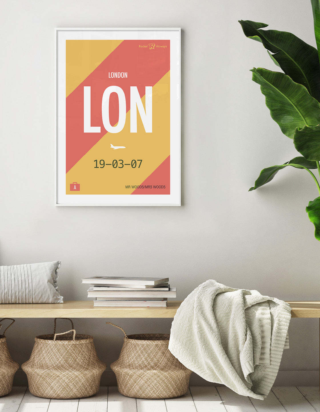 A customizable Retro travel destination print featuring a vintage design, ready for personalization with destination, name, and date.