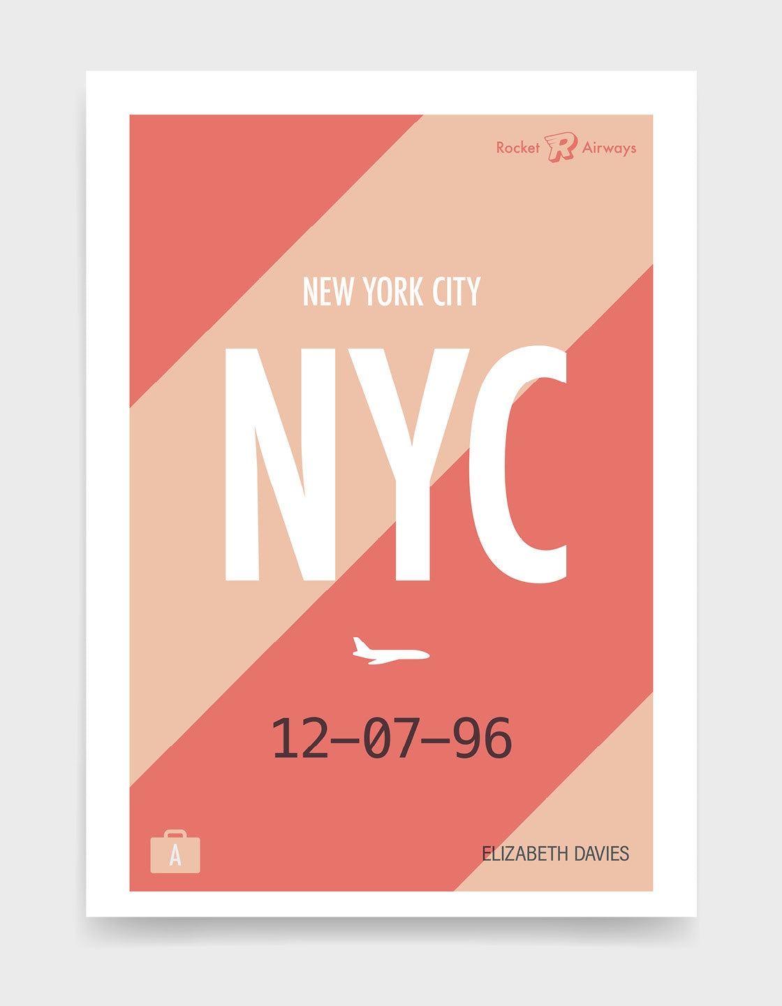 A customizable Retro travel destination print featuring a vintage design, ready for personalization with destination, name, and date.