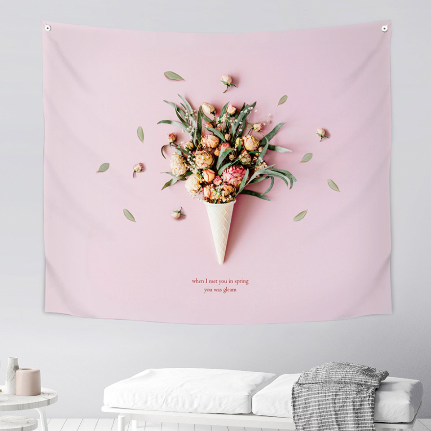 Rosa fabric poster measuring 150cm x 130cm, featuring a modern design with vibrant colors and intricate patterns, perfect for home decor.