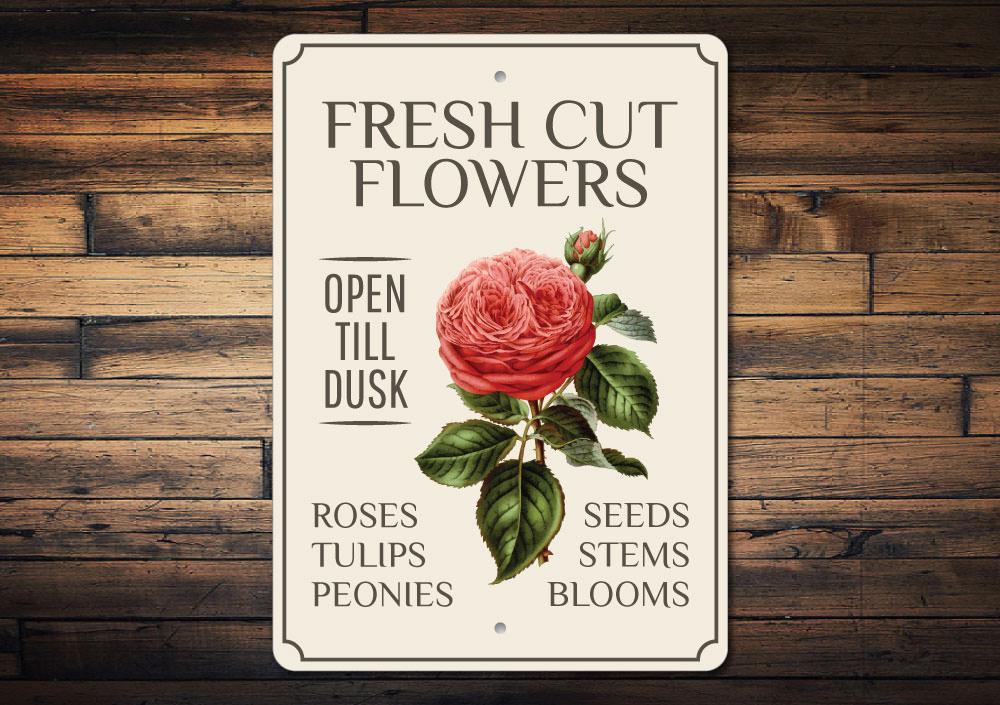 A beautifully crafted Rose Sign made of high-quality aluminum, featuring customizable text options, perfect for home decor.