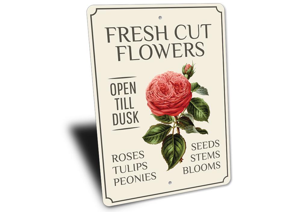 A beautifully crafted Rose Sign made of high-quality aluminum, featuring customizable text options, perfect for home decor.