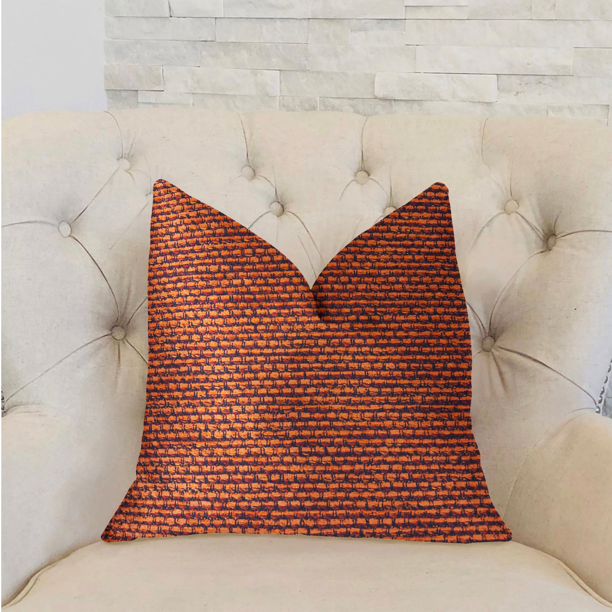 Roseate Orange Luxury Throw Pillow showcasing vibrant color and elegant design with invisible zipper.