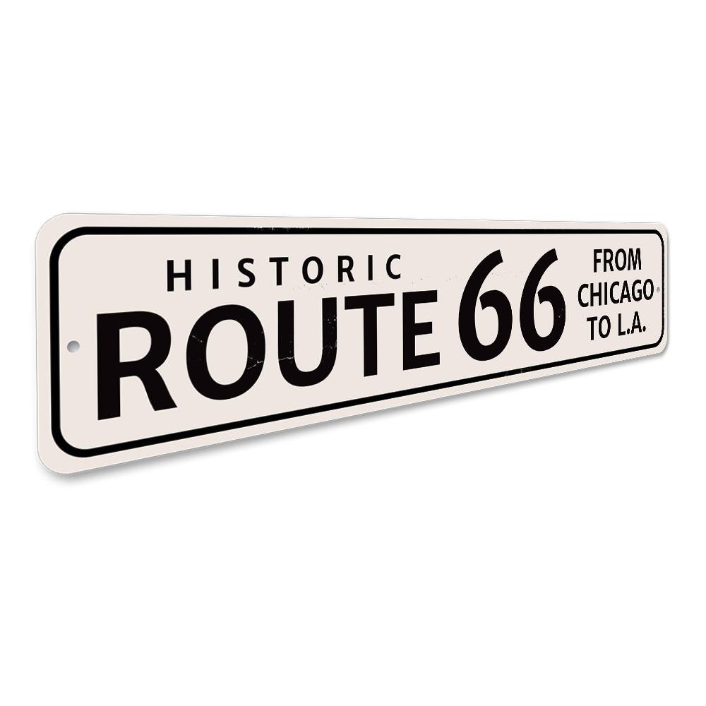 Route 66 Chicago to LA Sign made of high-quality aluminum, featuring vibrant colors and intricate details, perfect for wall decor.