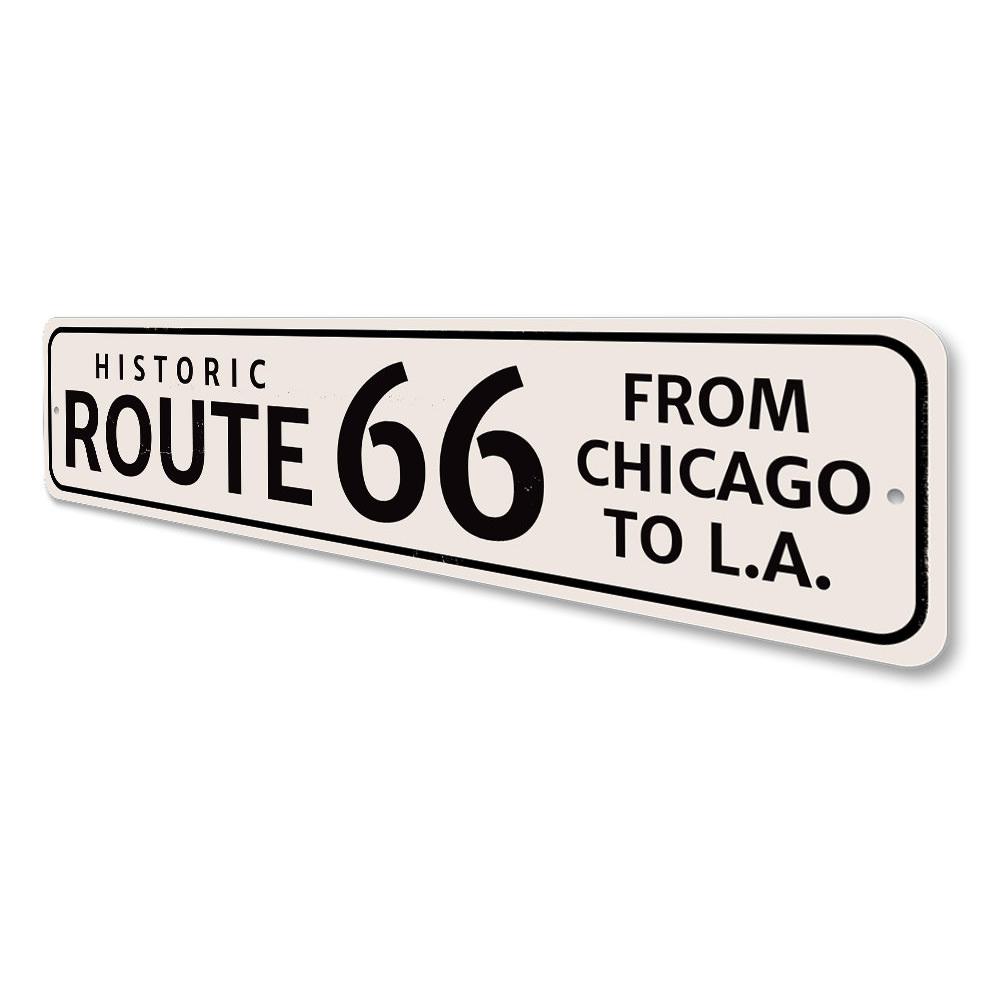 Route 66 Chicago to LA Sign made of high-quality aluminum, featuring vibrant colors and intricate details, perfect for wall decor.