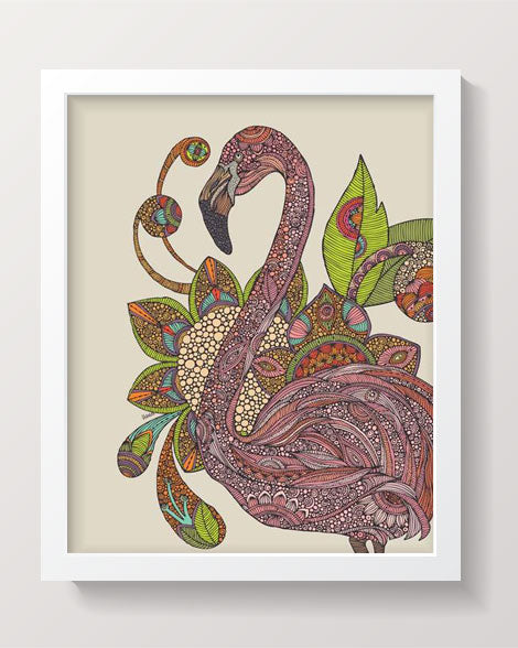 A vibrant artwork of a royal flamingo printed on 8x10 photographic paper, showcasing its elegant colors and details.