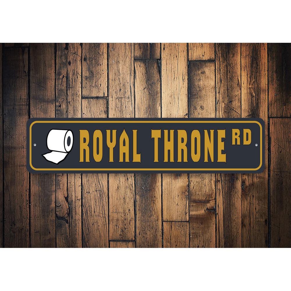 Royal Throne Sign made of quality aluminum, featuring a unique design perfect for home decor.