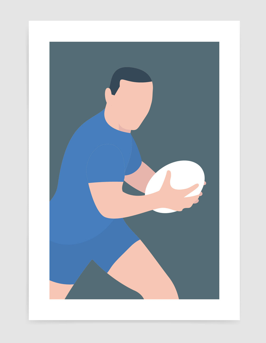 Modern minimal art print featuring a Rugby theme, perfect for games room or man cave decor.