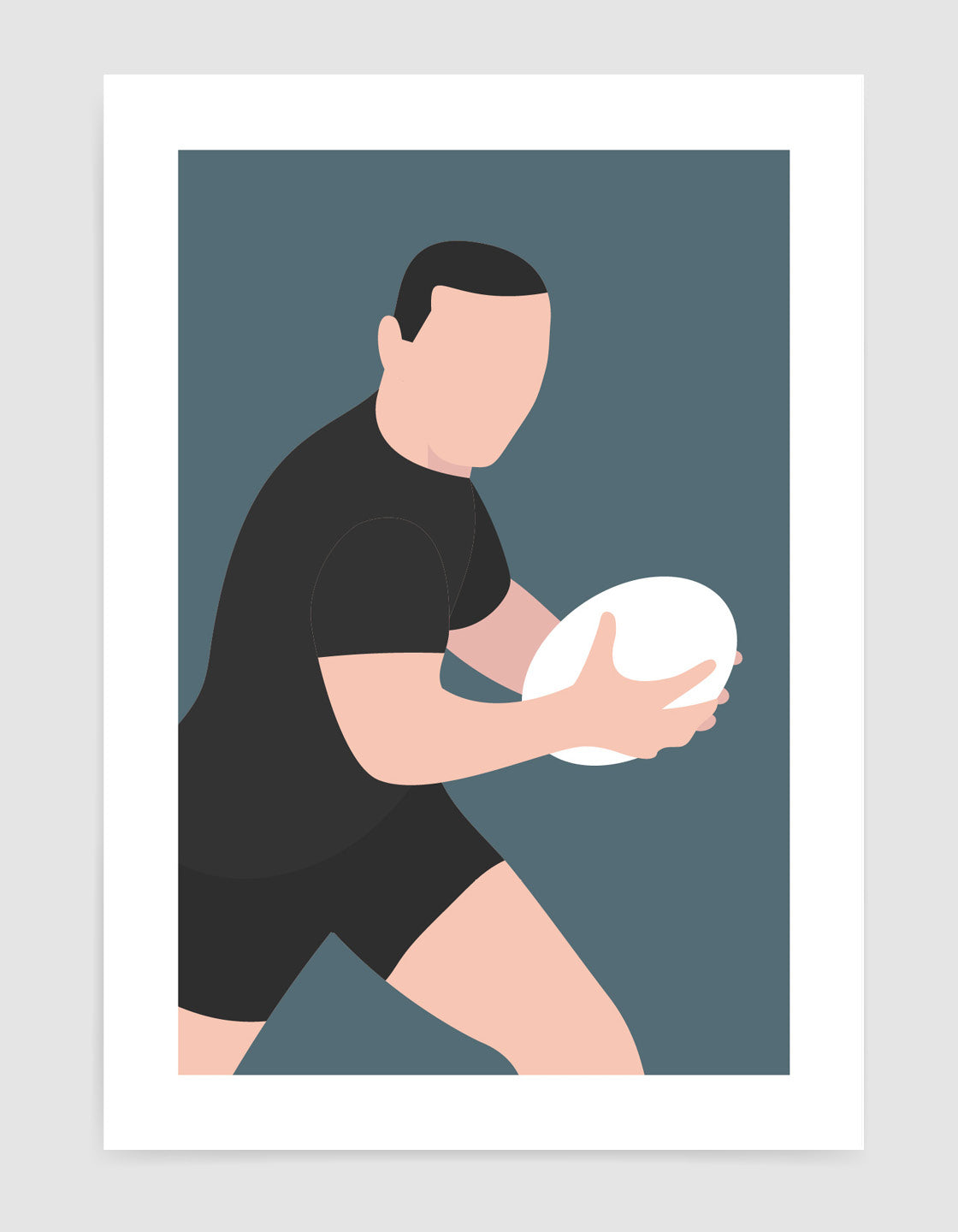 Modern minimal art print featuring a Rugby theme, perfect for games room or man cave decor.