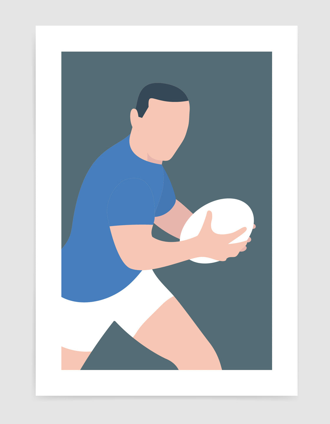 Modern minimal art print featuring a Rugby theme, perfect for games room or man cave decor.